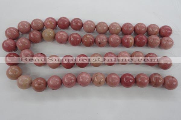 CWF17 15.5 inches 16mm round pink wooden fossil jasper beads wholesale