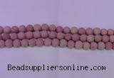 CWF20 15.5 inches 4mm round matte pink wooden fossil jasper beads