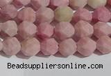 CWF30 6mm faceted nuggets matte pink wooden fossil jasper beads