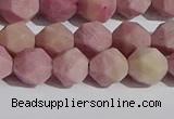 CWF31 8mm faceted nuggets matte pink wooden fossil jasper beads