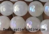 CWH61 15.5 inches 8mm faceted round AB-color white jade beads