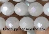 CWH66 15.5 inches 8mm faceted round AB-color white jade beads