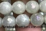 CWH71 15.5 inches 8mm faceted round AB-color white jade beads