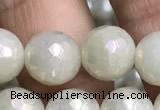 CWH72 15.5 inches 10mm faceted round AB-color white jade beads