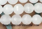 CWH77 15.5 inches 6mm faceted round white jade beads wholesale