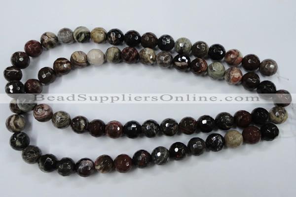 CWJ214 15.5 inches 12mm faceted round wood jasper gemstone beads