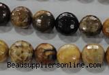 CWJ306 15.5 inches 12mm faceted round wood jasper gemstone beads