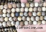 CWJ442 15.5 inches 8mm round matte wood jasper beads wholesale