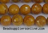 CWJ470 15.5 inches 8mm faceted round yellow petrified wood jasper beads