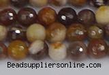 CWJ476 15.5 inches 6mm faceted round wood jasper gemstone beads