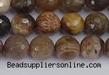 CWJ477 15.5 inches 8mm faceted round wood jasper gemstone beads