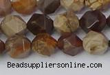 CWJ484 15.5 inches 8mm faceted nuggets wood jasper beads