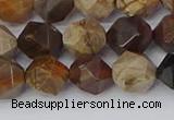 CWJ485 15.5 inches 10mm faceted nuggets wood jasper beads