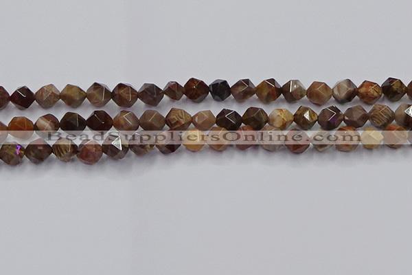 CWJ491 15.5 inches 8mm faceted nuggets wood jasper beads