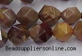 CWJ492 15.5 inches 10mm faceted nuggets wood jasper beads