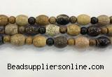 CWJ588 15.5 inches 10mm round & 13*15mm - 15*18mm rice wooden jasper beads