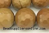 CWJ604 15 inches 12mm faceted round wooden jasper beads wholesale