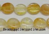 CYC05 15.5 inches 16mm flat round yellow crystal quartz beads