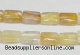 CYC08 15.5 inches 10*14mm rectangle yellow crystal quartz beads