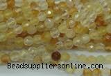 CYC110 15.5 inches 4mm faceted round yellow crystal quartz beads