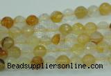 CYC112 15.5 inches 6mm faceted round yellow crystal quartz beads