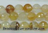 CYC114 15.5 inches 10mm faceted round yellow crystal quartz beads