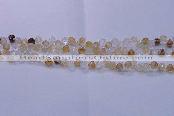 CYC135 Top drilled 7*7mm faceted teardrop yellow quartz beads