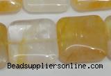 CYC14 15.5 inches 25*25mm square yellow crystal quartz beads