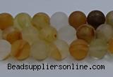 CYC140 15.5 inches 4mm round matte yellow quartz beads wholesale