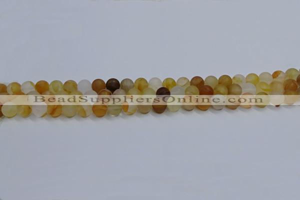 CYC140 15.5 inches 4mm round matte yellow quartz beads wholesale