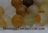 CYC142 15.5 inches 8mm round matte yellow quartz beads wholesale