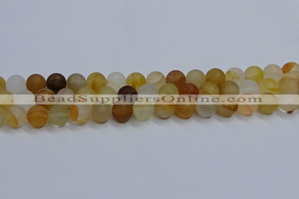 CYC143 15.5 inches 10mm round matte yellow quartz beads wholesale