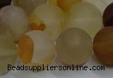 CYC145 15.5 inches 14mm round matte yellow quartz beads wholesale