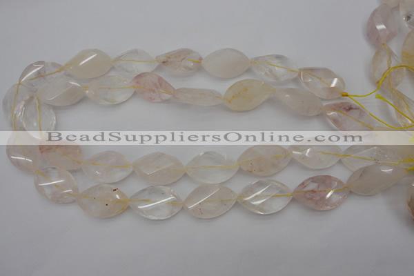 CYC201 15.5 inches 15*25mm twisted & faceted marquise yellow quartz beads