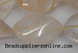 CYC205 15.5 inches 22*32mm twisted & faceted teardrop yellow quartz beads