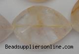 CYC207 15.5 inches 28*40mm twisted & faceted teardrop yellow quartz beads