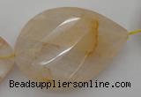 CYC208 15.5 inches 23*45mm twisted & faceted teardrop yellow quartz beads