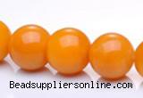 CYJ15 14mm round 16 inches yellow jade gemstone beads Wholesale