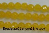 CYJ201 15.5 inches 6mm faceted round yellow jade beads wholesale