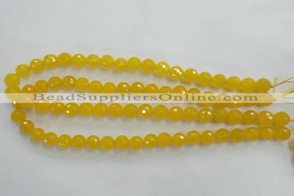 CYJ203 15.5 inches 10mm faceted round yellow jade beads wholesale