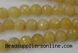 CYJ321 15.5 inches 8mm faceted round yellow jade beads wholesale