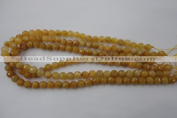 CYJ323 15.5 inches 8mm faceted round yellow jade beads wholesale