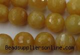 CYJ325 15.5 inches 12mm faceted round yellow jade beads wholesale