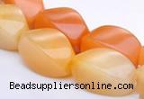 CYJ40 10*14mm twisted rice yellow jade gemstone beads Wholesale