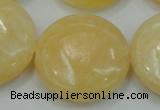 CYJ52 15.5 inches 30mm flat round yellow jade gemstone beads wholesale