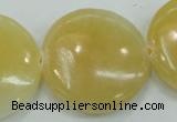 CYJ53 15.5 inches 35mm flat round yellow jade gemstone beads wholesale