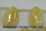 CYJ54 20*30mm top-drilled twisted teardrop yellow jade gemstone beads