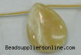 CYJ56 30*40mm top-drilled flat teardrop yellow jade gemstone beads