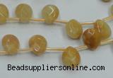 CYJ58 15.5 inches 10*12mm briolette yellow jade gemstone beads