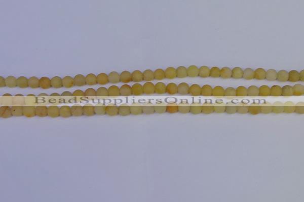 CYJ600 15.5 inches 4mm round matte yellow jade beads wholesale